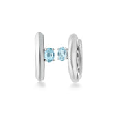 Silver Big Hoop, White Rhodium, Natural Blue Topaz  + Star Fish Gift